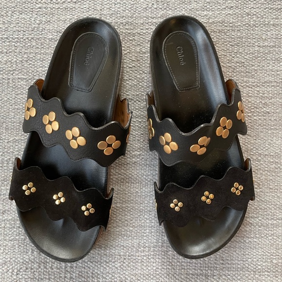 CHLOE LAUREN STUDDED PLATFORM SANDAL 38/ 8 - Picture 1 of 9